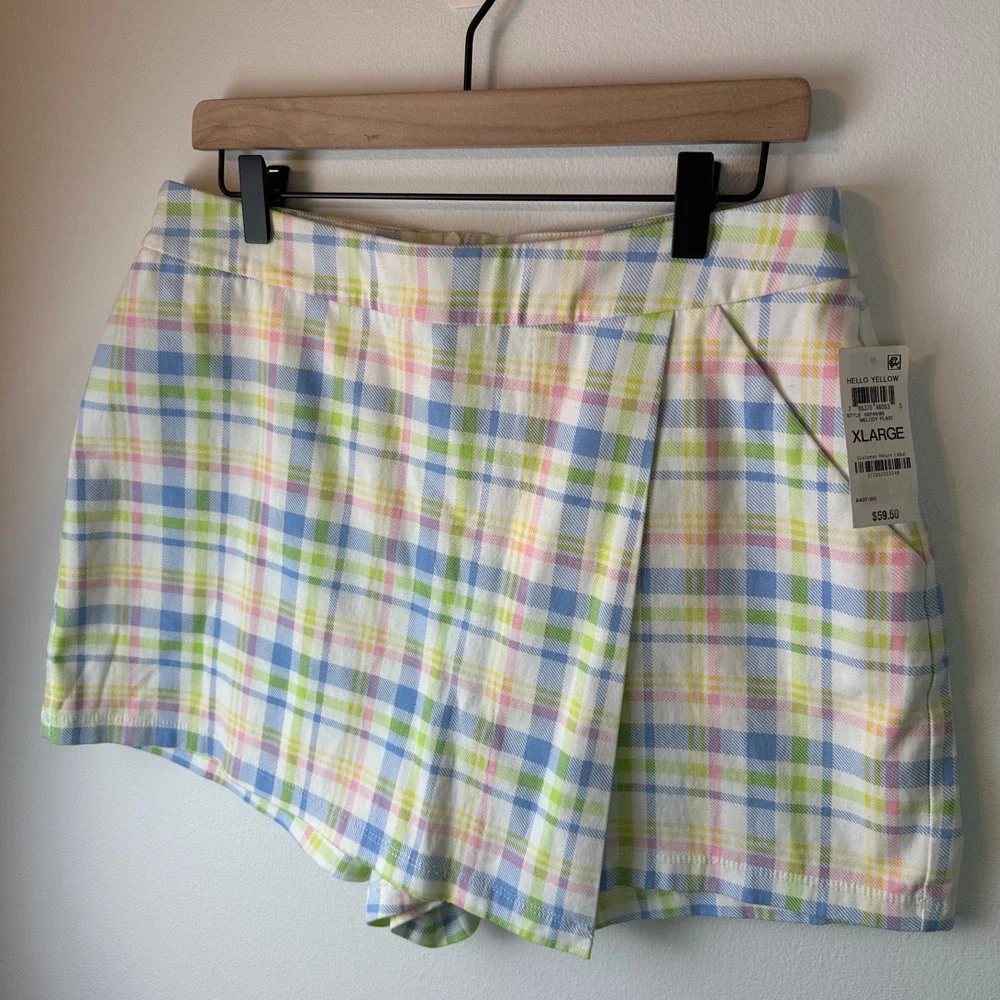 BAR III White & Pastel Multicolor Melody Plaid Skort NWT | Size XL